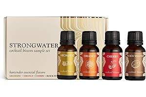 Strongwater Cocktail Bitters Sampler Set - Cocktail Bitters Set Makes 32 Cocktails - Bitters Gift Set w/Cherry, Aromatic, Black Walnut, Orange Bitters - 4 Bottles, 0.5 Fl Oz