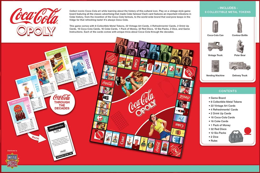 MasterPieces Coca Cola-Opoly Board Game (6 Players, Ages 6+), Multi-color - Image 4
