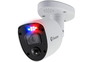 Swann Add-On DVR Flashing Light Bullet Security Camera with Sensor Spotlight, 4K UHD Video, Indoor or Outdoor Design, Dusk to Dawn Color Night Vision Plus True Detect Heat and Motion Detection