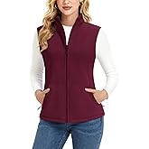 MAGCOMSEN Women's Fleece Vest Outerwear Sleeveless Lightweight Zip Jacket Warm Soft Hiking Running Vest Zipper Pockets