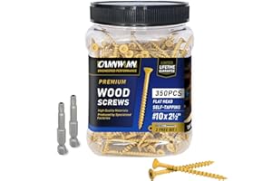 CAMNWAMN Deck Screws #10 x 2-1/2", 4.5lb, 350 PCS, Wood Screws 2-1/2 Inch, Epoxy Coated, Rust Resistant Exterior Screws, Torx Drive Head, T25 Star Bit Included, Tan Outdoor Decking Screw for Wood Fence.
