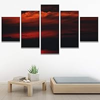 SIGNWIN 5 Panel Canvas Wall Art Colors of The Sky for Home Decorations Ready to Hang - 60