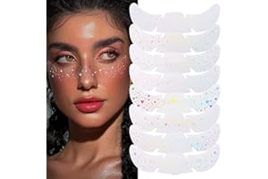 LEMONSAC 8Pcs Face Makeup Patches, Glitter Freckles Face Tattoo for Teenagers & Young Women, Sparkle Freckles Makeup Patches, Waterproof Face Glitter Freckles for Christmas (8Pcs Holographic Multicolor)