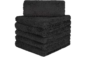 CARCAREZ Premium Microfiber Towels, Car Drying Wash Detailing Buffing Waxing Polishing Towel with Plush Edgeless Microfiber Cloth (Black)