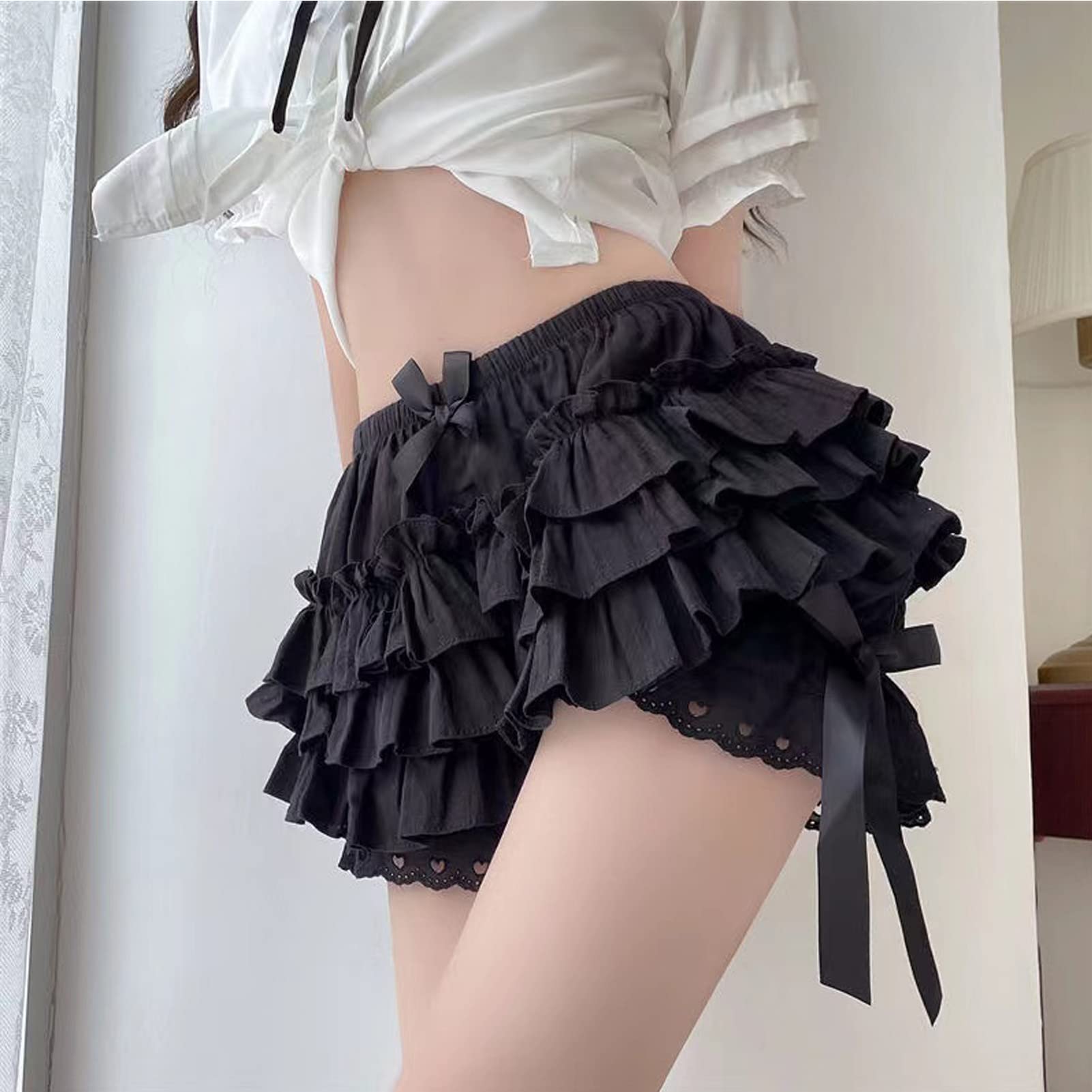 Vibsion Womens Lolita Bloomers Plush Ruffles Pumpkin Pants Bottom Shorts