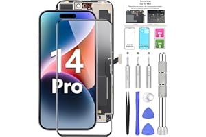 BEZOSMAX for iPhone 14 Pro Screen Replacement Kit 6.1" LCD Screen with 3D Touch IPS FHD Full Assembly & Digitizer Includes Repair Tools Screen Protector Waterproof Frame Sticker for A2890/A2650/A2889/A2892