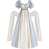Nuoqi Regency Dresses Women 1800s Vintage Costume Empire Waist Tea Party Victorian Gown with Sash