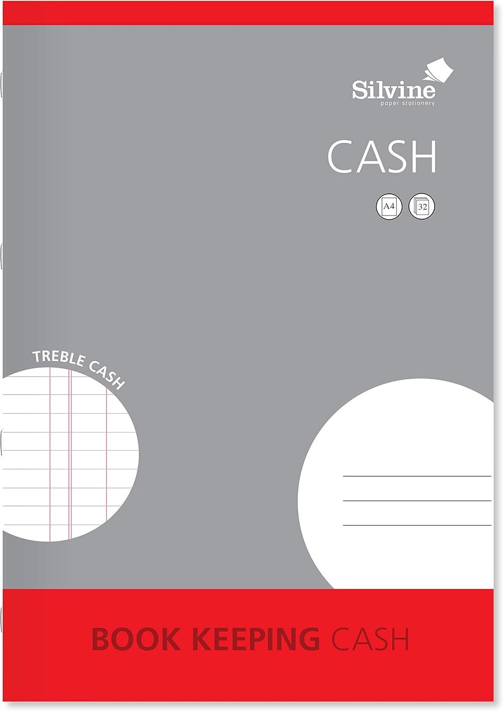Silvine A4 Book Keeping Cash 32 Pages Treble Cash Ref SJA4C