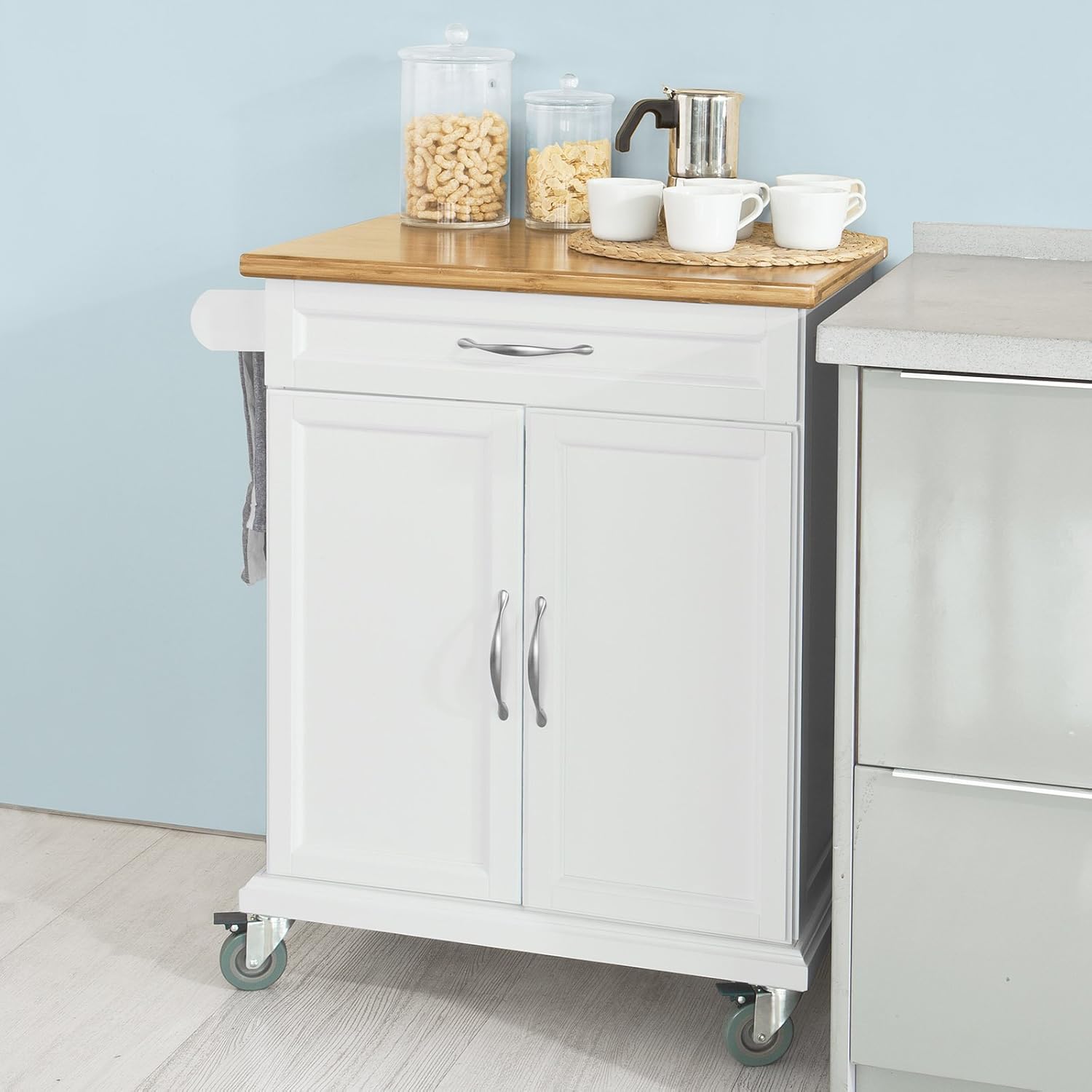 SoBuy Luxus Carrito De Cocina Con Piso De Acero Estanter iacute a De