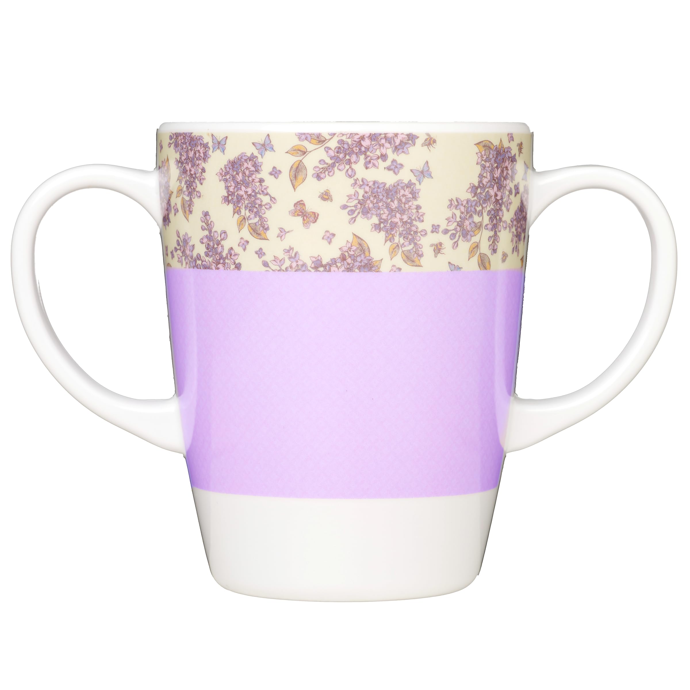 Rosa Lifestyle Two Handled Melamine Mug – Lightweight 126g, 400ml/14oz Capacity – Daily Living Mobility Aid for Elderly, Dementia, Tremors, Arthritis, & Weak Grip (Lilac)