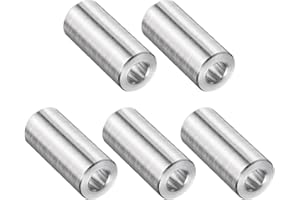 uxcell 5 Pcs Stainless Steel Spacer 1/4" Bore x 1/2" OD x 1" Length Screw Bushing Plain Finish Round Metal Spacer for 1/4" Sc
