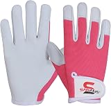 SAWANS Leather Gardening Gloves Women Men Thorn Proof Pink M (Pack of 1) view 1