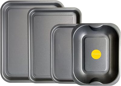 Kitcheneur 4-Pack Baking and Roasting Tray Set 38cm 35cm 28cm Non-Stick
