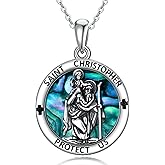 PROESS St Benedict/Crucifix/Satanic/Saint Anthony/Christopher/Michael/Lilith/Santa Muerte Necklace 925 Sterling Silver Amulet Medal Jewelry Amulet Christmas Gifts for Women Men