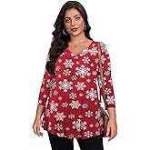LARACE Plus Size 3/4 Sleeve Womens Tops for Fall Spring, Casual Women's V-Neck Shirts Tunic Top to Wear with Leggings