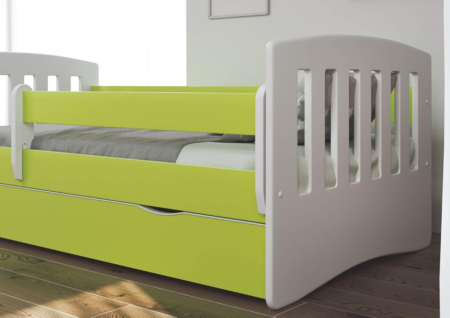 Parfait Pour Les Garcons Et Les Filles Lit Enfant Lit Enfant Junior Lit Simple Pour Enfant Avec Matelas Et Tiroir Sous Lit Inclus Classique Peintures Ecologiques Utilisees Bebe Puericulture Lits Cages