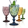 Artland 11oz Footed Goblet Glass, Set of 2 | Iris Seeded Design, Assorted Colors | Cocktail Glass for Parties and Everyday Use | Glassware & Barware Essentials - New Apartment Housewarming Gift