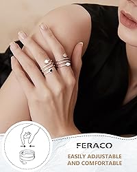 Feraco 2PCS Copper Rings for Women,99.99% Pure