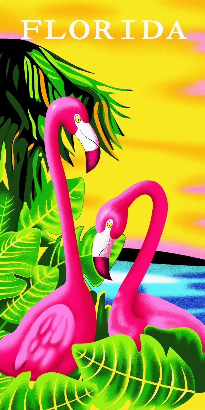 Island Gear Florida Flamingo Sunset 30x60 Cotton Velour Beach Towel