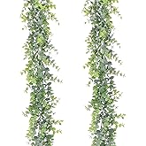 Artiflr Artificial Vines Faux Eucalyptus Garland, 2 Pack Fake Eucalyptus Greenery Garland Wedding Backdrop Arch Wall Decor, 6 Feet/pcs Fake Hanging Plant for Table Festival Party Decorations
