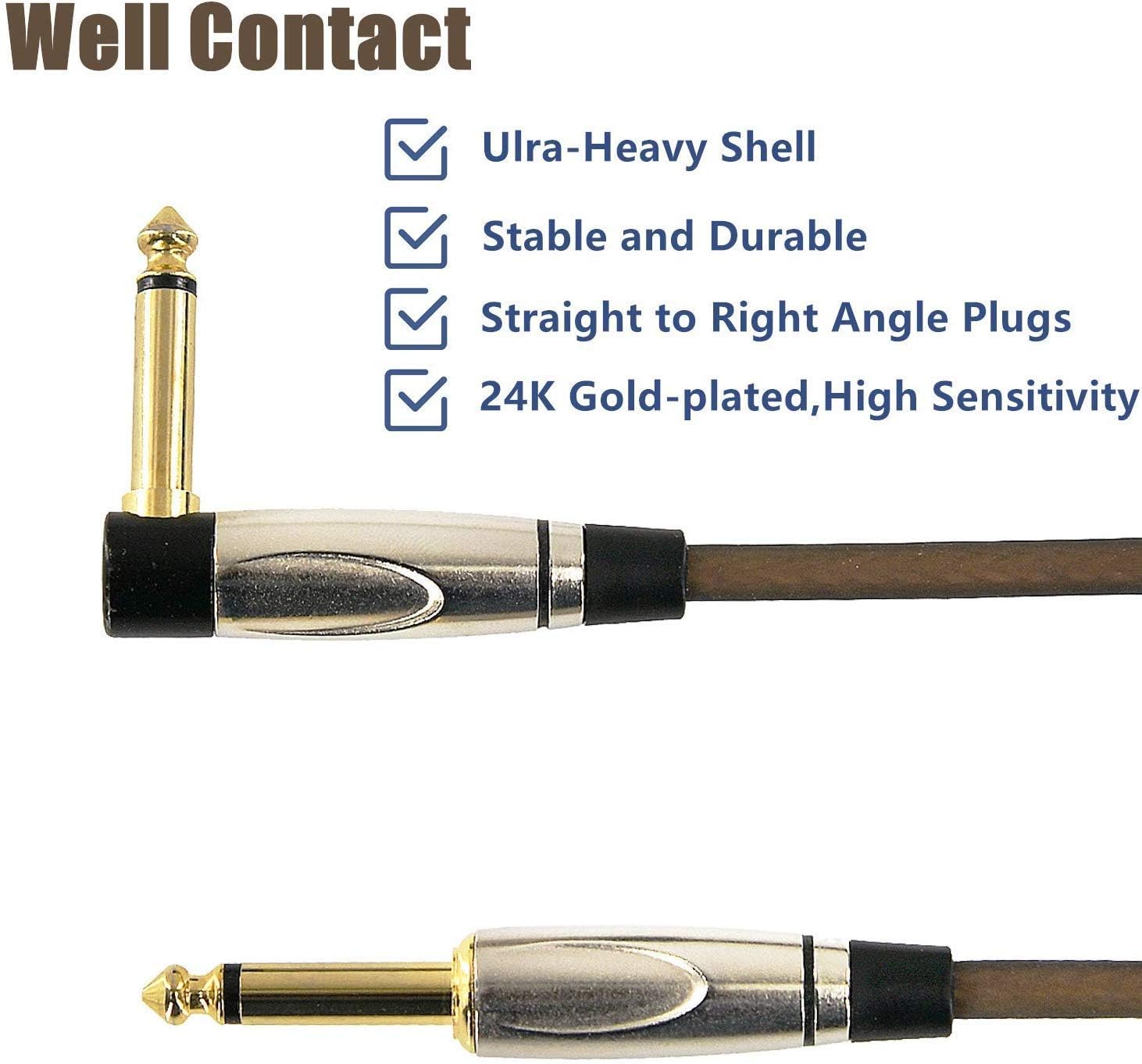 Guitar Effect Pedal Cables 6 Inch 1/4 Instrument Cables for Effect