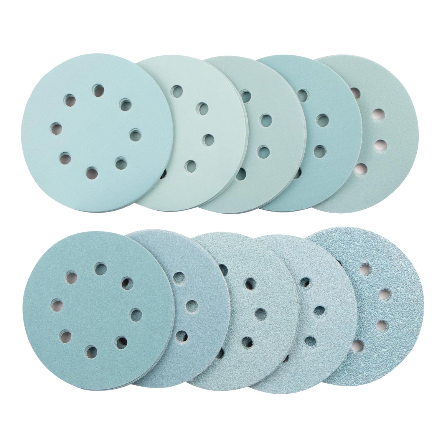 FASTPLUS 100Pcs 125mm Sanding Discs, Orbital Sander Discs 40/60 /80/120 /180/240 /320/400 /600/800 Grits for Random Orbital Sander(Blue)