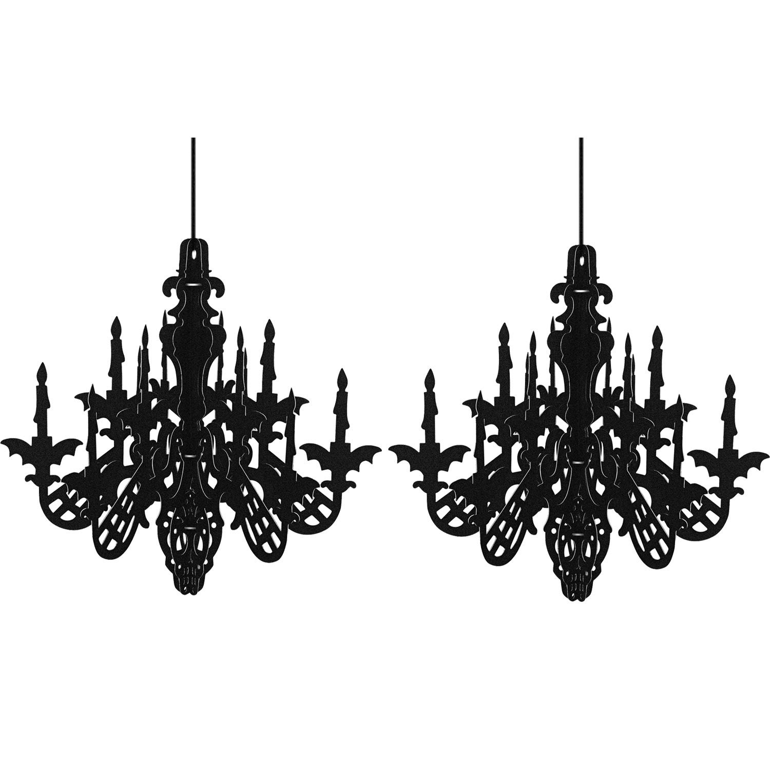 Photo 1 of MIAHART Halloween Black Chandelier Decoration Haunted House Ceiling Hanging Decor for Hallowing Party Supplies, 2 Set