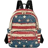 ALAZA 4th Of July American Flag Mini Backpack Purse for Women Travel Bag Lightweight Shoulder Bag Fashion Daypack