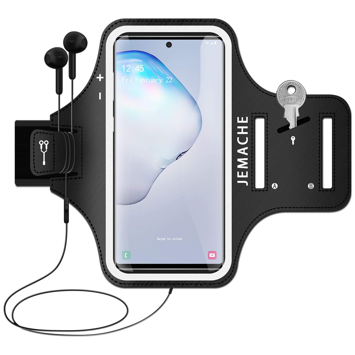 Galaxy S26 Ultra, S25 Ultra Armband, JEMACHE Gym Running Workouts Elastic Arm Band for Samsung Galaxy S26/S25/S24/S23/S22/S21 Ultra (Black)