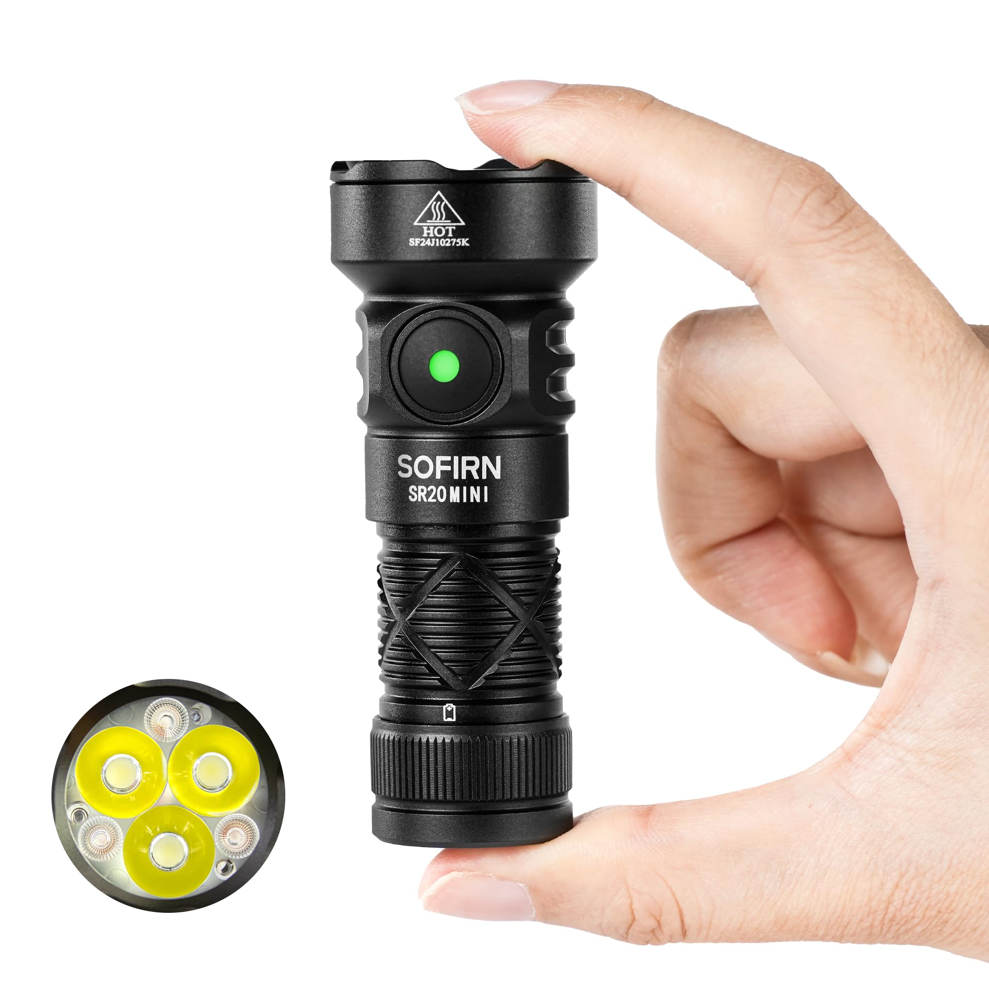 Sofirn SR20 MINI, 1200LM, Red Light Torch, IPX8 Waterproof, Compact Flashlight with Lanyard and Tail Magnet, Ideal for Outdoor Activities, Hunting, Camping, and Fishing