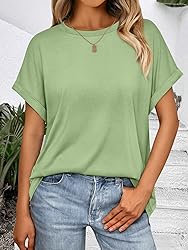 AUTOMET Womens Summer Tops Oversized Short Sleeve