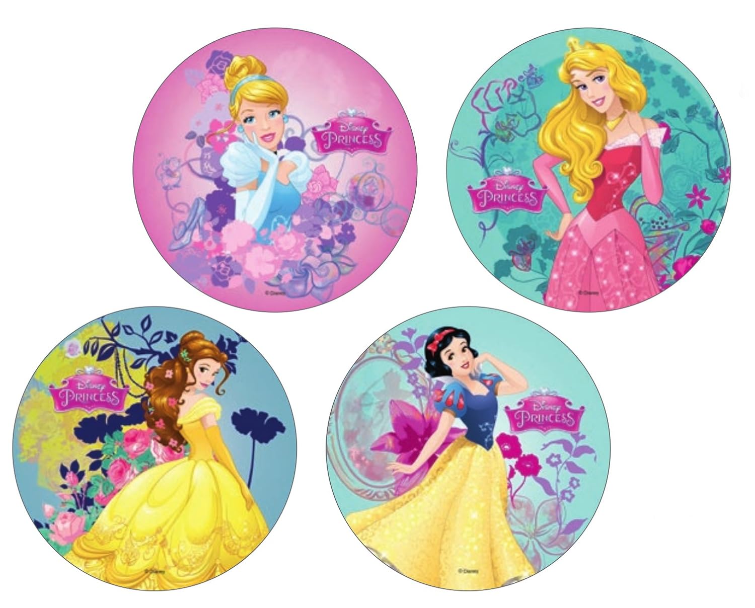 DISCO CIALDA decorativa PRINCIPESSE disney in Pasta di Zucchero DISCO CIALDA decorativa PRINCIPESSE disney in Pasta di Zucchero tonda 21 Cenerentola Biancaneve Belle e Aurora decorazione torte e dolci 4 modelli