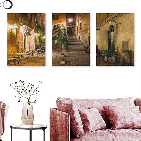 J Chief Sky Italian Canvas Print Wall Art Old Courtyard Rome