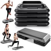 Nimbus Verse 4 Pcs Black Aerobic Step Risers, 16"x16" Extra Adjustable Risers for Exercise Workout Platform, Stackable Step Blocks for Home Gym Fitness, 2 Pairs - Platform Not Included