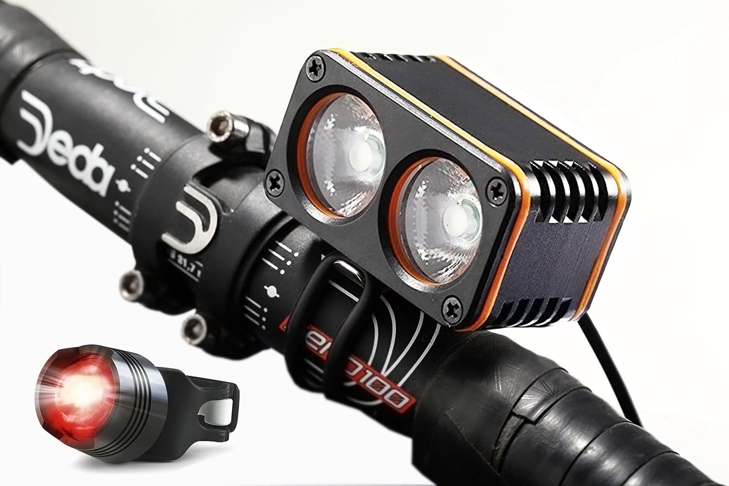 SYRINX Bicycle Light, 800 Lumens Super L2 LED Rechargeble Waterproof Bicycle Light Set Bicycle Headlight with 5000mah Battery Pack, 3 Light Mode Options Great for Mountain Bicycles