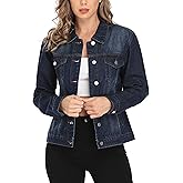 MISS MOLY Women's Denim Jacket Button Up Long Sleeve Basic Trendy Jean Jacket Coat with Pockets