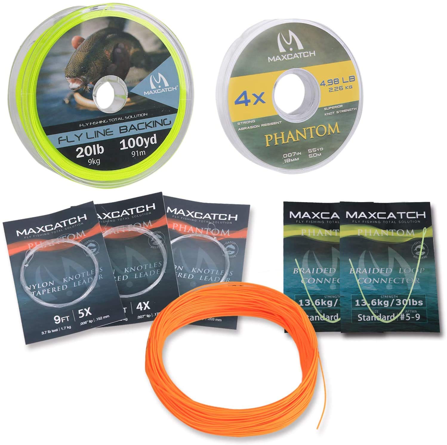 MAXIMUMCATCH Maxcatch Weight Forward Floating Fly Fishing Line 100ft Yellow, Orange, Teal Blue, Moss Green, Pink (WF1F/2F/3F/4F/5F/6F/7F/8F/9F/10F) (Line Combo Orange, WF4F 100FT)