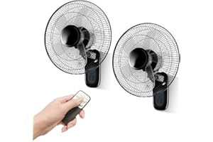 Aottop 16 inch Wall Mount Fan with Remote Control - 2 Pack, 3-Speed and 3 Modes, Timer Function, Adjustable Head, Oscillating