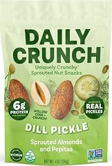 Daily Crunch Sprouted Almonds & Pepitas, Dill Pickle, 4oz | Uniquely Crunchy. Non-GMO, Seed Oil & Dairy Free. 6g Plant Protei