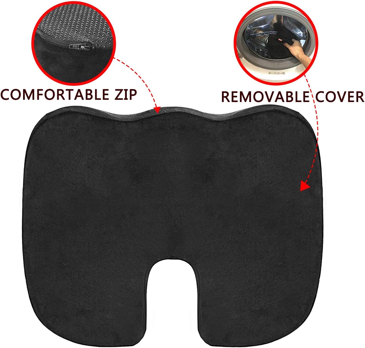 MOEBULB Memory Foam Seat Cushion Medical Seat Pillow Pad Non-Slip Orthopedic for Driver Car Truck seat/Office Chair/Plane/Wheelchair/Kitchen to Relieves Back Pain, Sciatica,Tailbone, Hemorrhoid: Home & Kitchen