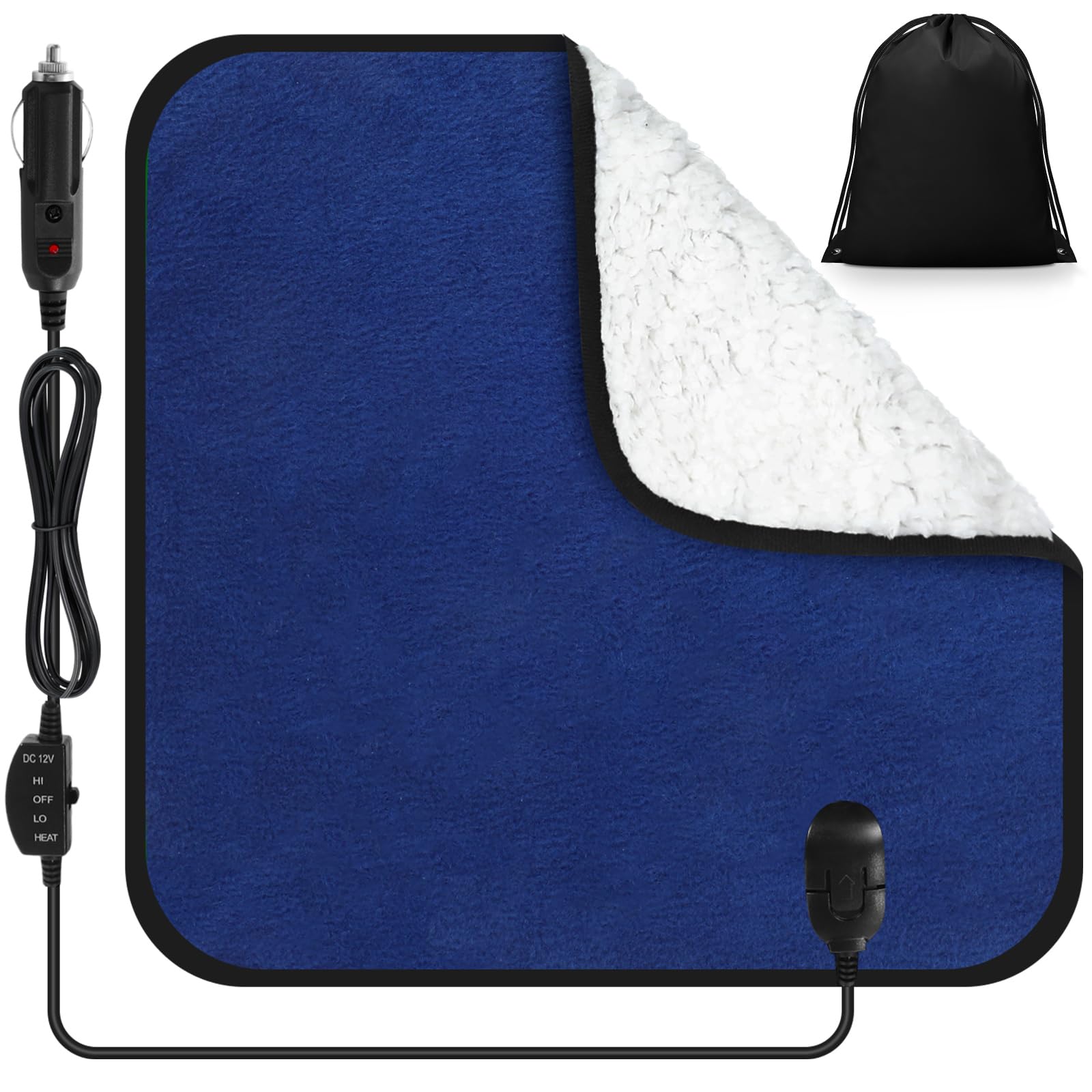View 1 of ***MISSING PARTS***
Tuanse 16 x 16 Inches Car Electric Blanket 12 Volt Heated Car Blanket with Temperature Controller and Black Storage Bag Cold Weather Tailgating and Emergency Kit(Navy Blue, White Cotton,Blank)