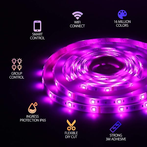 Tiras LED 5M 5050 RGB Blanco FroClido Wifi Inteligentes Impermeable IP65 Compatible con Alexa Google Home y App Smart Life Android iOS Multicolor LVWIT