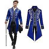 NFAUEIK Men's Medieval Steampunk Jacket Victorian Coat Renaissance Renaissance Tailcoat Halloween Costume