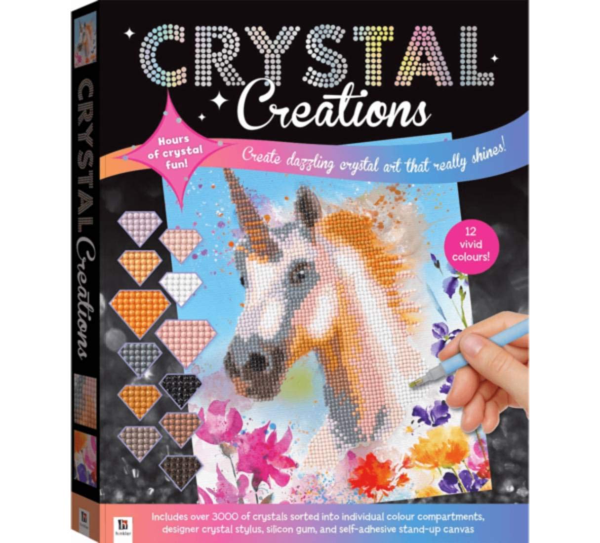 Hinkler - Unicorns Crystal Creations Kit - Diamond Painting Kit for Adults - Unicorn Diamond Art Set - Includes Over 3000 Crystals and Stand-Up Canvas - Arts and Craft s - Diamond Picture Art