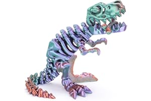 FunisFun 3D Printed Dragon with Articulated Bones for Adult, 3D Printed Dinosaur Fidget Toys Decor for Stress Relief (Green-Purple, 1P)