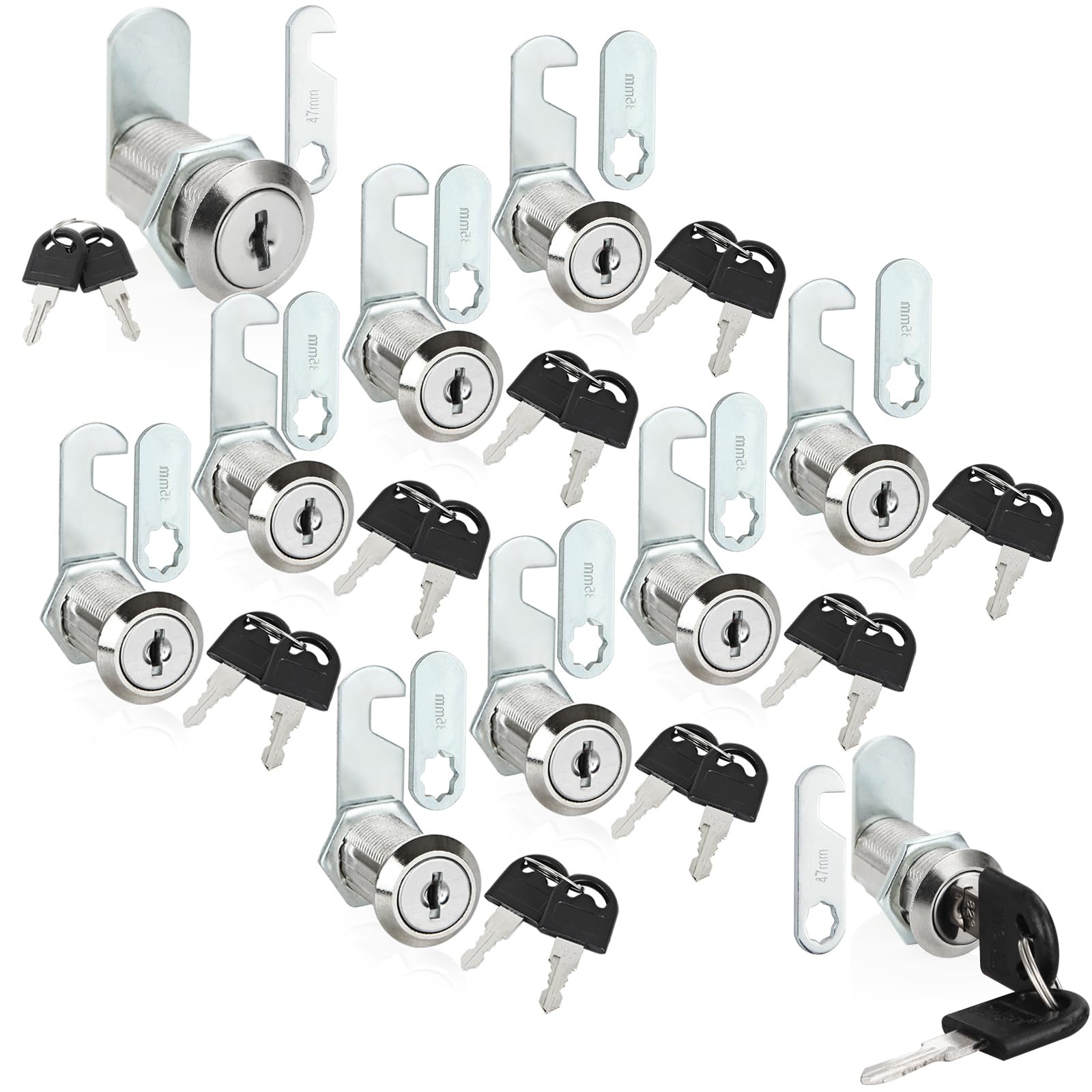 ZOFUN 10 Pcs Cabinet Locks, 30 mm Locker Locks with Keys, Cam Locks 30 mm with 2 Locking Plates, Stainless Steel Locker Locks for Office Mail Box Cabinets Lockers