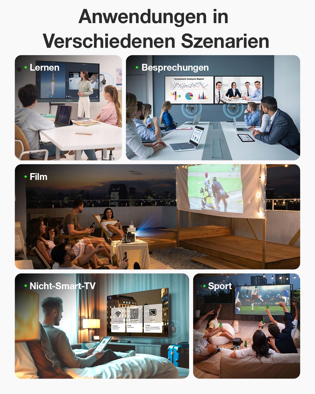 AIMIBO 4K Wireless Display Adapter 5G für Smartphone, Tablet, Laptop, HDTV, Monitor und Projektor – 3 Spiegelungsmodi, Kabelloser HDMI Dongle für i*OS Android Windows macOS auf TV Monitor Projektor 8