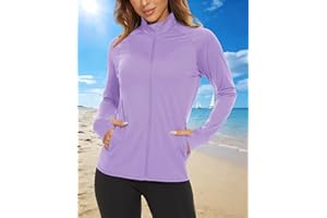 Women's UPF 50+ Sun Protection Jacket Lightweight Full Zip Athletic Hoodie Long Sleeve Workout Shirts for Hiking Running