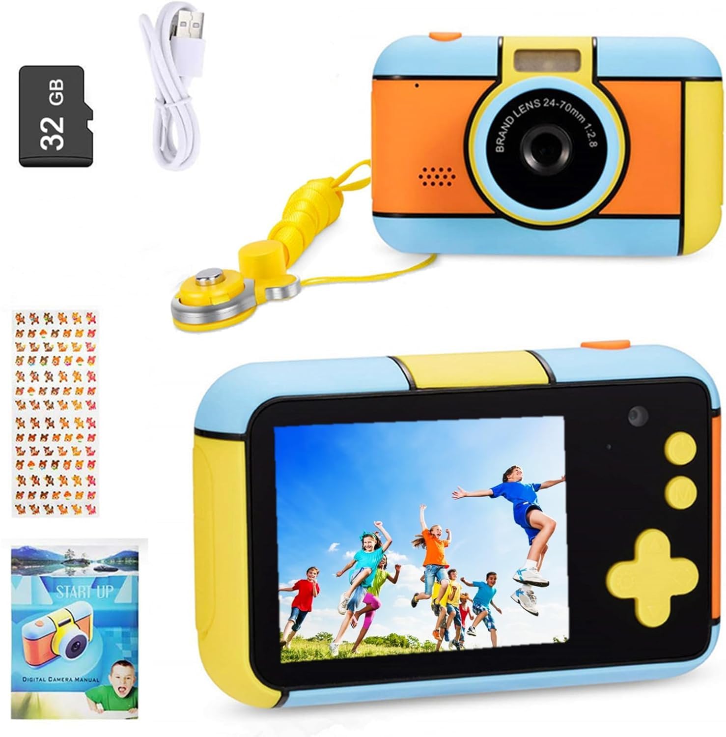 YunLone Kids Camara 24MP 1080P FHD Video Camera Gifts for Kid Boys Girls 4-12 Years Selfie Digital Camera for Little Photographer Beginners with 2.4” IPS Screen, 32G Card, Zoom, Filters & Frames