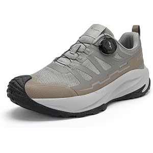 Mirroryou Men's Waterproof Hiking Shoes Lightweight Trail Running Sneakers | Non Slip Rubber Sole Quick Lace System Arch Supp
